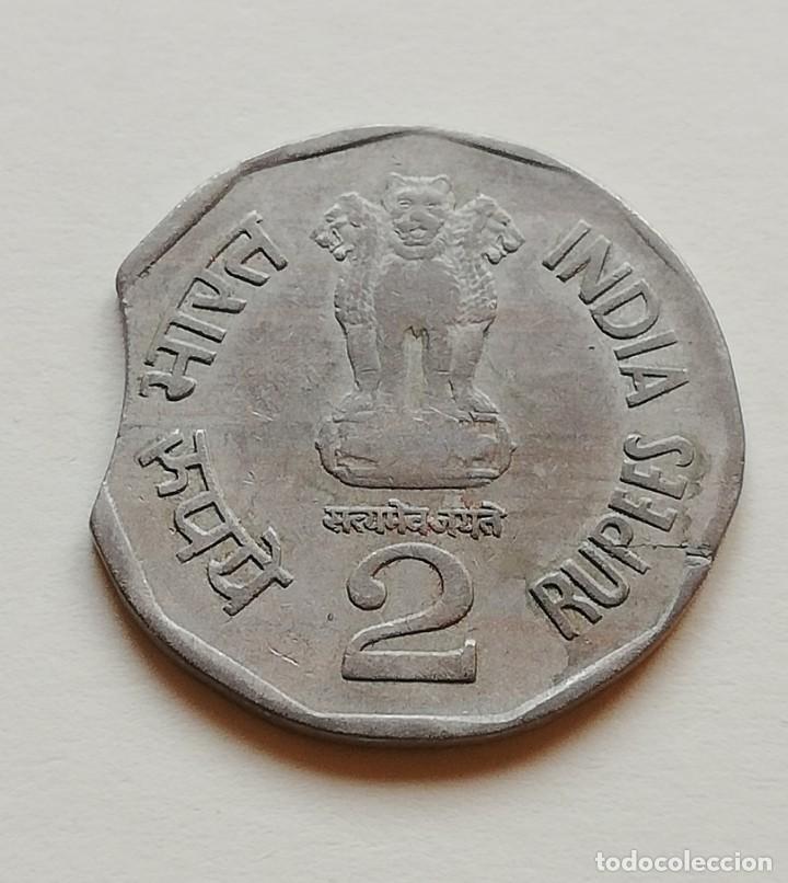 Monedas con errores: ## ERROR 2 Rupias de India Acu&ntilde;aci&oacute;n segmentada 1997 ## - Foto 2