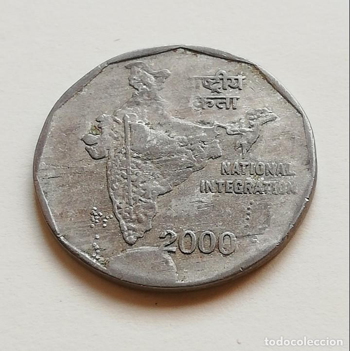 Monedas con errores: ## ERROR 2 Rupias de India Cospel descantillado 2000 ## - Foto 1