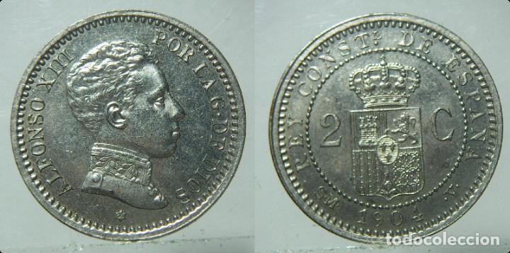 Monedas con errores: MONEDA DE ALFONSO XIII 2 CENTIMOS DE 1904 *04 PLATEADO VARIANTE? - Foto 1