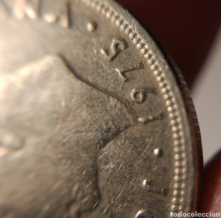 Monedas con errores: Error en moneda de 5 pesetas 1975*80, leyendas remarcadas - Foto 4
