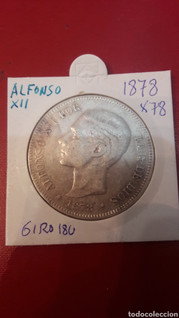 Monedas con errores: Alfonso XII 1878 *78 giro 180* grados E.M.M. - Foto 1