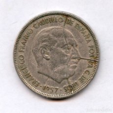 Monedas con errores: * ERROR IMPRESIONANTE * 5 PTAS 1957 CUÑO PARTIDO EN ANVERSO