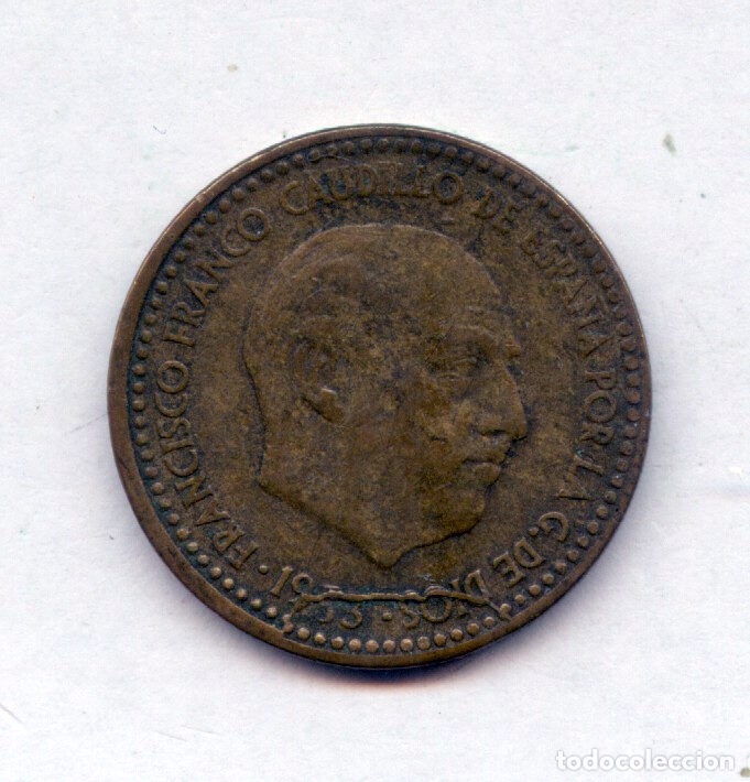 Monedas con errores: * ERROR MUY ESCASO * 1 PTA 1953 CU&Ntilde;O PRE-DESCANTILLADO - Foto 2