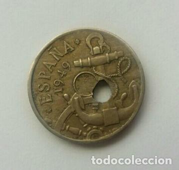 Monedas con errores: Error taladro gran descentrado 1949 estrella 51 - Foto 2
