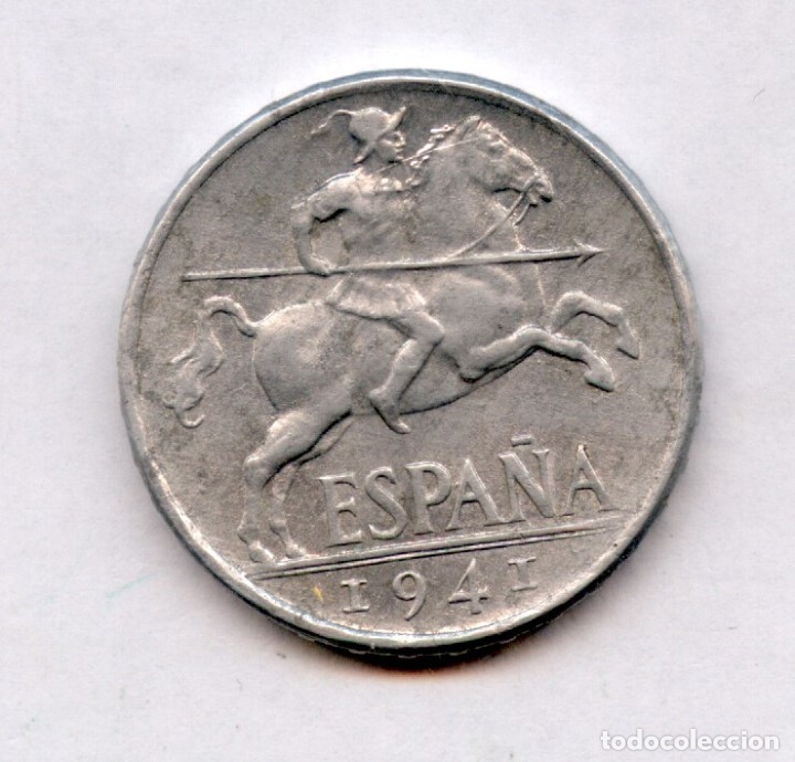 Monedas con errores: * ERROR MUY ESCASO * 10 C&Eacute;NTIMOS 1941 PLUS CON V - Foto 2
