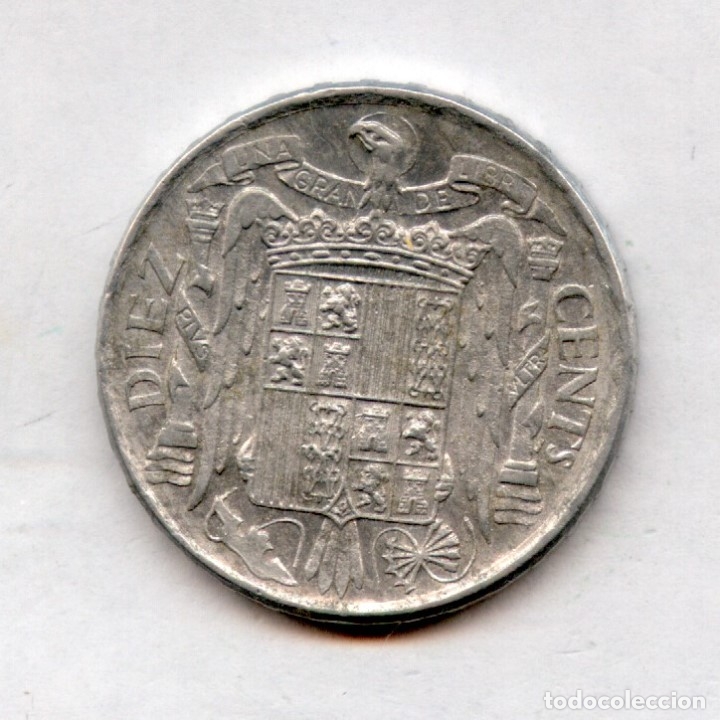 Monedas con errores: * ERROR MUY ESCASO * 10 C&Eacute;NTIMOS 1941 PLUS CON V - Foto 3