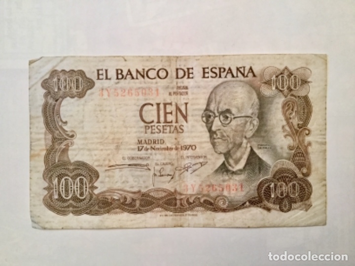 Monedas con errores: Billete de 100 pesetas con fondo verde. Error - Foto 2