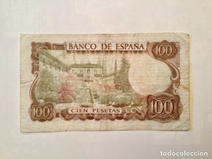 Monedas con errores: Billete de 100 pesetas con fondo verde. Error - Foto 1