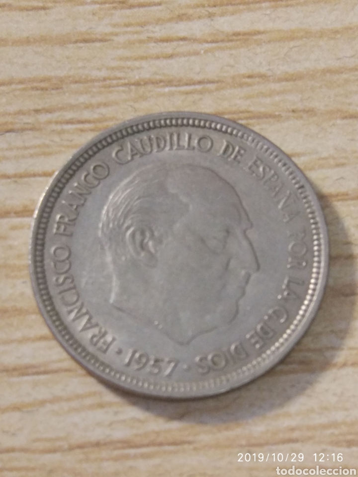 Monedas con errores: Error acu&ntilde;aci&oacute;n 5 pesetas 1957 - Foto 2