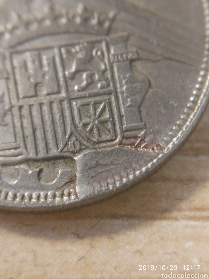Monedas con errores: Error acu&ntilde;aci&oacute;n 5 pesetas 1957 - Foto 3