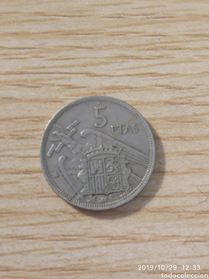 Monedas con errores: Error acu&ntilde;aci&oacute;n 5 pesetas 1957 - Foto 2