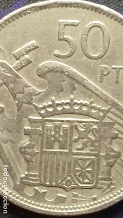 Monedas con errores: Estado Espa&ntilde;ol 50 pesetas 1957 *19*71 ERROR Dos Alas - Foto 5