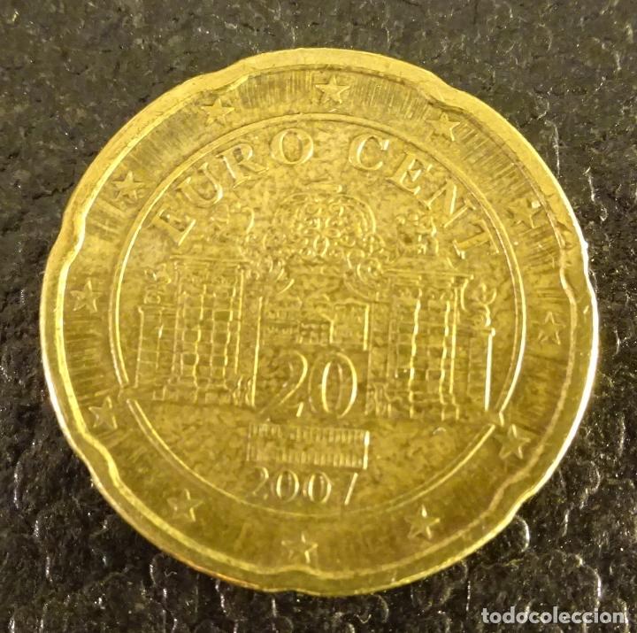 Monedas con errores: AUSTRIA 20 C&Eacute;NTIMOS DE EURO 2007. VARIANTE RAYOS DE SOL - Foto 1