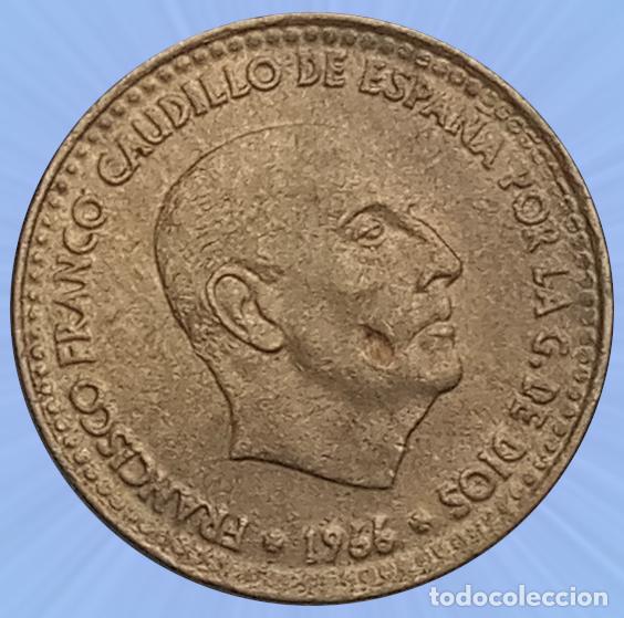 Monete con errori: Acuñación floja... con falta de metal en cara 1 peseta 1966 Estado Español estrella 67, error XXX1