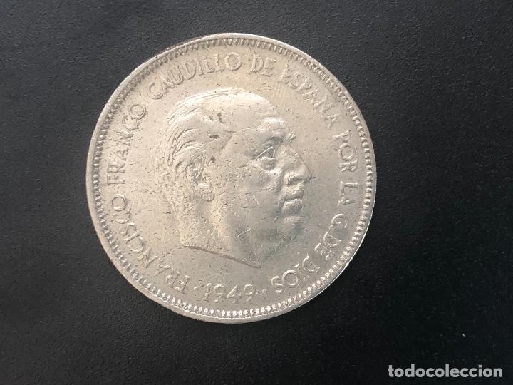 Monedas con errores: 5 pesetas 1949*50 errores sin ultra - Foto 1