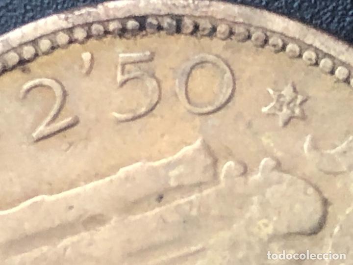 Monedas con errores: 2,5 pesetas 1953 *54 error acu&ntilde;aci&oacute;n - Foto 3