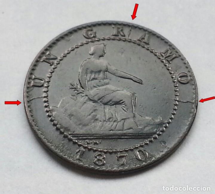 Monedas con errores: ## Errores y variantes # 1 C&eacute;ntimos de 1870 con roturas de cu&ntilde;o ## - Foto 1