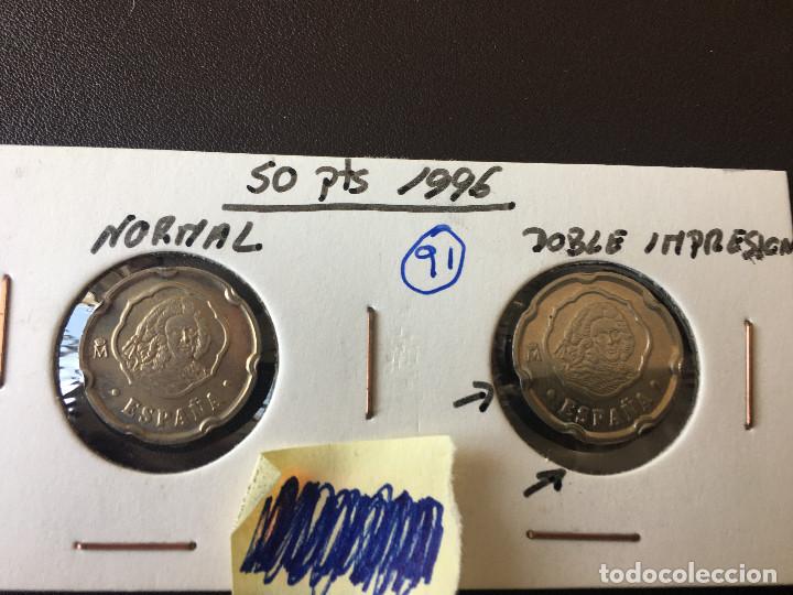 Monedas con errores: ## Error # 50 pesetas 1996 Normal / Doble Impresi&oacute;n - Foto 1