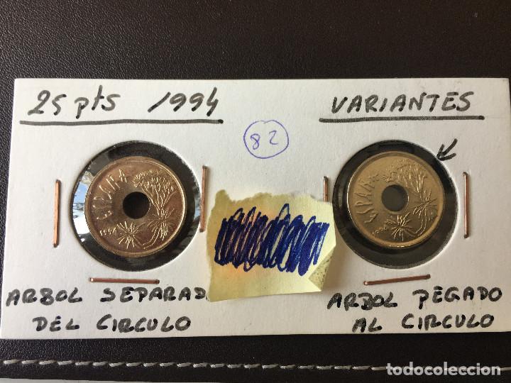 Monedas con errores: ## Error # 25 pesetas 1994 SC Arbol Separado / Pegado al circulo - Foto 1