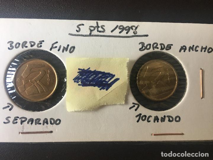 Monedas con errores: ## Error # 5 pesetas 1998 Bode Fino / Ancho SC - Foto 1
