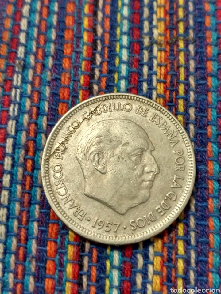 Monedas con errores: E- ERROR 5 PESETAS 1957*70 BANDAS ANVERSO - Foto 1