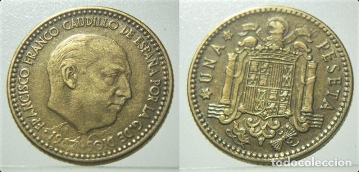 Monedas con errores: Moneda de 1 peseta Estado Espa&ntilde;ol 1963 Error Repinte - Foto 1