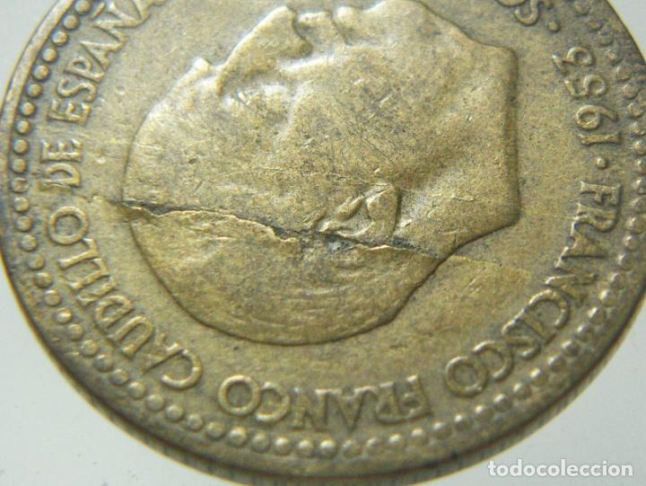 Monedas con errores: MONEDA DE 1 PESETA 1953 ERROR HOJA EN ANVERSO - Foto 2