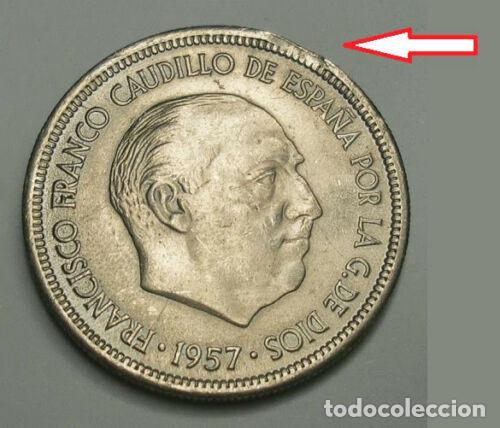Monedas con errores: 004.ERROR COSPEL SEGMENTADO 5 PTAS FRANCO 1957 *67 - Foto 1