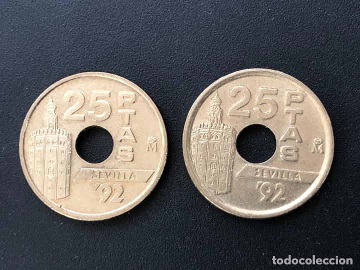 Monedas con errores: 25 pesetas 1992 listel, exceso metal m&uacute;ltiples errores - Foto 1
