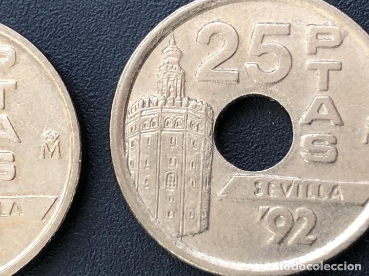 Monedas con errores: 25 pesetas 1992 listel, exceso metal m&uacute;ltiples errores - Foto 3