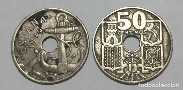 Monedas con errores: * ERROR * UNICO Y ESPECTACULAR. Y HOJA DESPEGADA (DOS PIEZAS DE LA MISMA MONEDA) 1949*19*51 - Foto 4