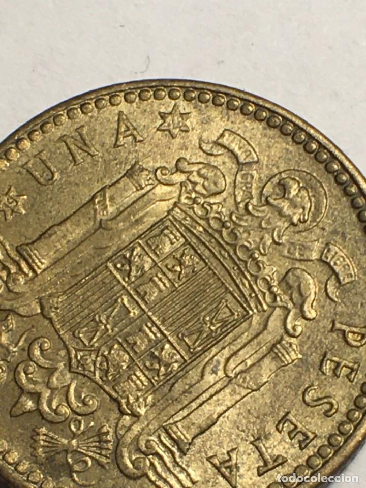 Monedas con errores: ERROR moneda 1 peseta 1947 *49 EBC+ SC- cu&ntilde;o roto - Foto 5