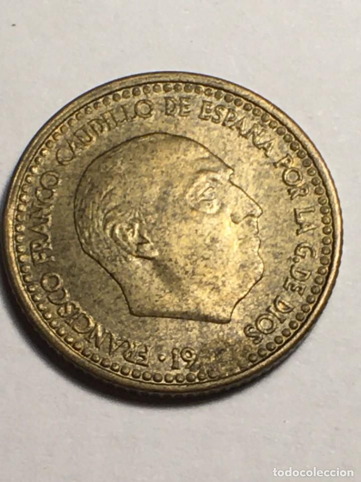 Monedas con errores: ERROR moneda 1 peseta 1947 *49 EBC+ SC- cu&ntilde;o roto - Foto 2
