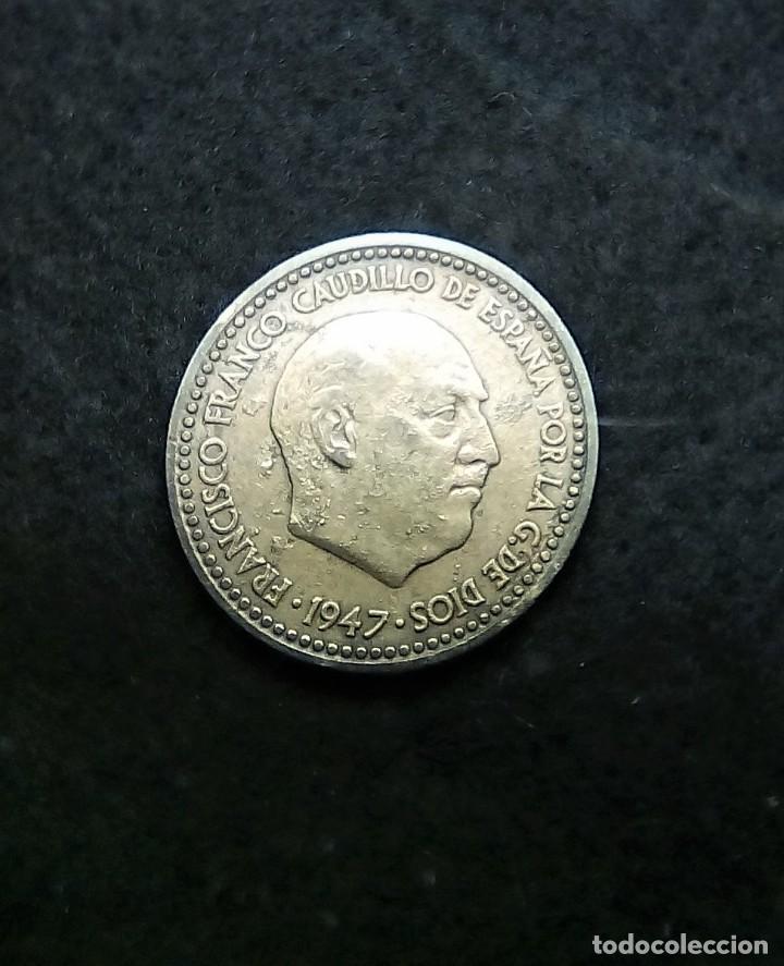Monedas con errores: ERROR DE 1 PESETA 1947^54 VARIANTE EXCESO DE MATERIAL EN EL ANVERSO - Foto 1