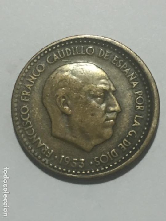 Monedas con errores: * ERROR * 1 PTA 1953*56. CU&Ntilde;O PARTIDO REVERSO - Foto 2