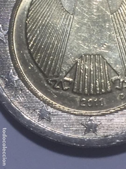 Monedas con errores: * ERROR * 2 &euro; ALEMANIA A&Ntilde;O 2011 D. NUCLEO MAS GRANDE - Foto 1