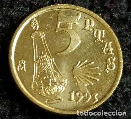 Monedas con errores: 5 pesetas 1993.SC Error del Jacobeo. - Foto 2