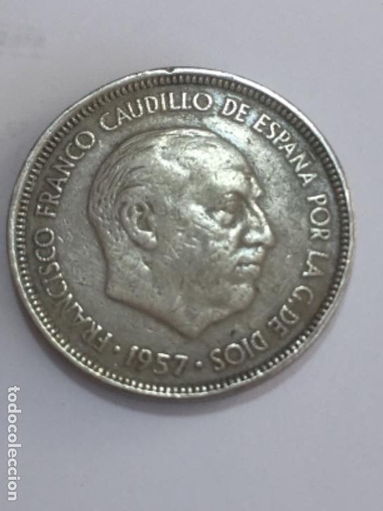 Monedas con errores: * ERROR * 5 Pesetas A&Ntilde;O 1957*59 REVERSO GIRADO 90&bull; a la derecha - Foto 2