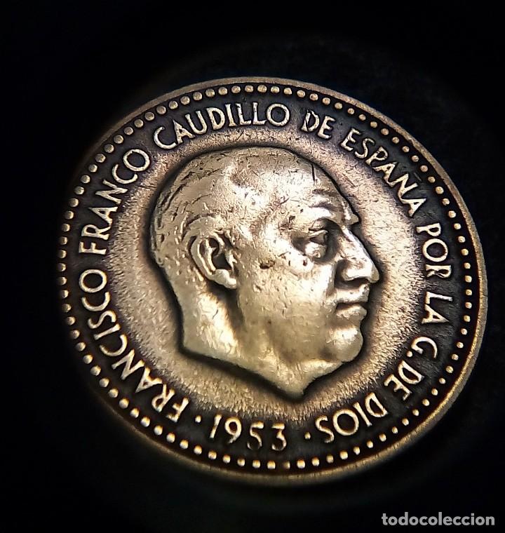 Monedas con errores: ERROR DE 1 PTS A&Ntilde;O 1953*61 MBC+ HOJA SALTADA EN EL REVERSO - Foto 1
