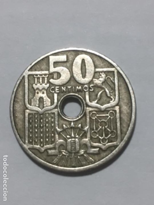 Monedas con errores: * ERROR * 50 CENTIMOS 1949*19*51 TALADRO PEQUE&Ntilde;O - Foto 1