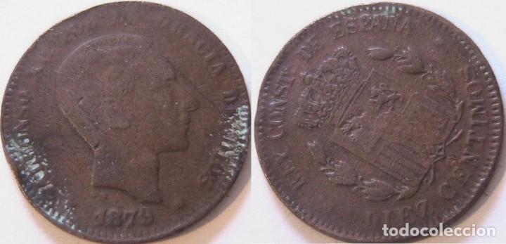 Monedas con errores: ESPA&Ntilde;A 10 CENTIMOS 1879 REVERSO GIRADO - VARIANTE- ERROR (E46) - Foto 1