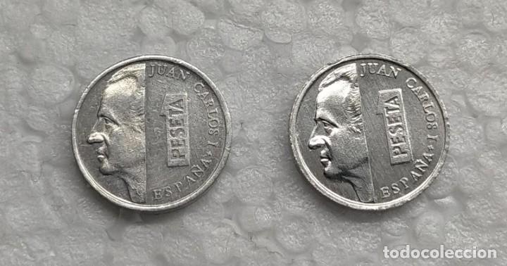 Monedas con errores: JA. 1 pta. 1993 y 1995. Espa&ntilde;a. Labio partido. Ver. - Foto 1