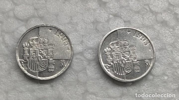 Monedas con errores: JA. 1 pta. 1993 y 1995. Espa&ntilde;a. Labio partido. Ver. - Foto 2