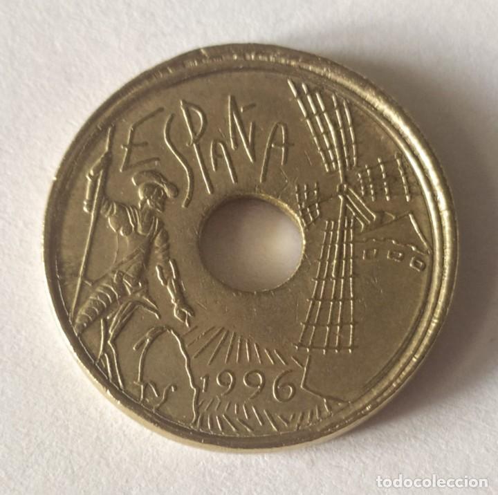 Monedas con errores: ## Error ## 25 Pesetas 1996 Acu&ntilde;acion desplazada## - Foto 1