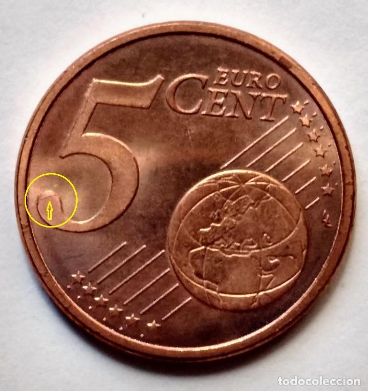 Monedas con errores: ESPA&Ntilde;A 2015 MONEDA 5 CENTIMOS DE EURO CON ERROR EXCESO DE METAL EN REVERSO - Foto 1