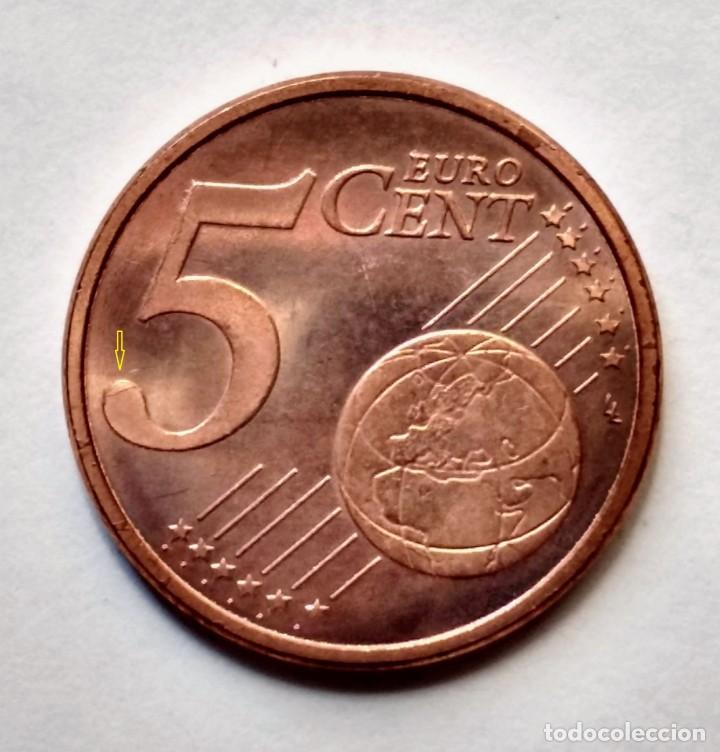 Monedas con errores: ESPA&Ntilde;A 2015 MONEDA 5 CENTIMOS DE EURO CON ERROR EXCESO DE METAL EN REVERSO - Foto 3