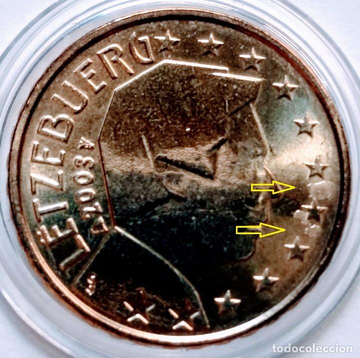 Monedas con errores: LUXEMBURGO 2003 MONEDA 10 CENTIMOS DE EURO CON ERROR EXCESO DE METAL S/C - Foto 1