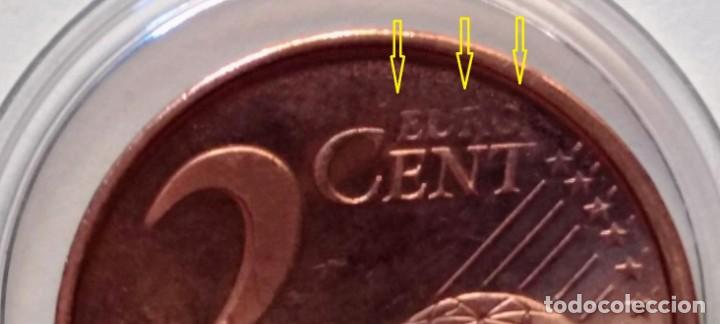 Monedas con errores: ESPA&Ntilde;A 2000 MONEDA 2 CENTIMOS DE EURO CON ERROR CU&Ntilde;O DEBIL EN REVERSO - Foto 3