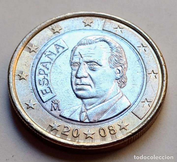 Monedas con errores: MONEDA 1 EURO ESPA&Ntilde;A 2008 CON RAYOS DE SOL EN A&Ntilde;O Y ESTRELLAS - ERROR - VARIANTE - Foto 1