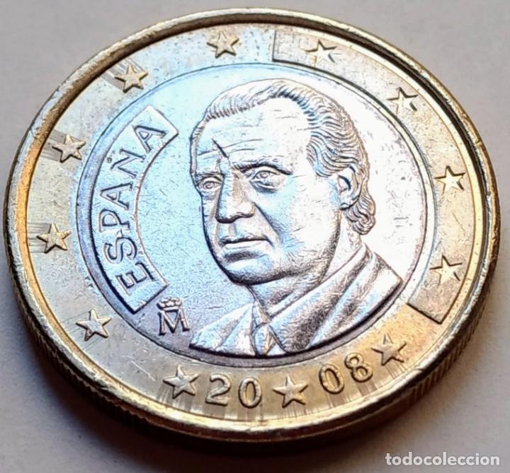 Monedas con errores: MONEDA 1 EURO ESPA&Ntilde;A 2008 CON RAYOS DE SOL EN A&Ntilde;O Y ESTRELLAS - ERROR - VARIANTE - Foto 2